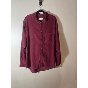 Eddie Bauer Men’s Maroon Corduroy Shirt Size Large Tall Ultra Long